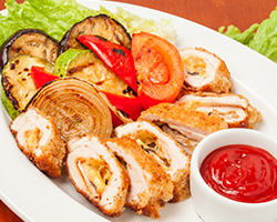 Мясо «По-генеральски» с овощами гриль